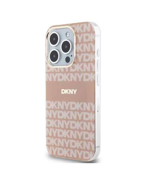 DKNY PC/TPU Repeat Pattern Tonal Stripe Magsafe Zadní Kryt pro iPhone 14 Pro Pink