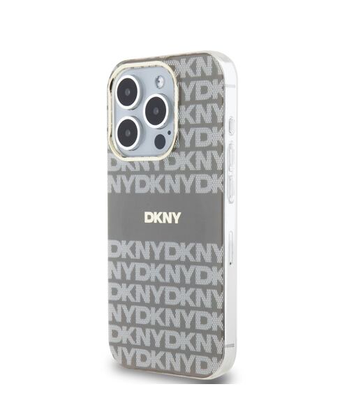 DKNY PC/TPU Repeat Pattern Tonal Stripe Magsafe Zadní Kryt pro iPhone 14 Pro Max Beige
