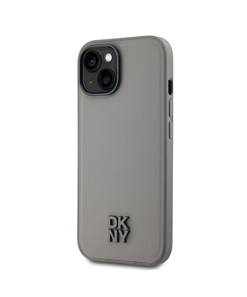 DKNY PU Leather Stack Logo Magsafe Zadní Kryt pro iPhone 15 Grey