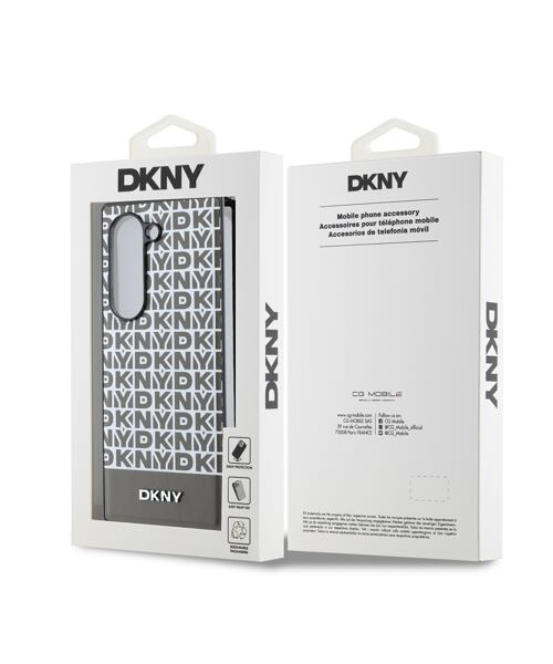 DKNY PU Leather Repeat Pattern Bottom Stripe MagSafe Zadní Kryt pro Samsung Galaxy Z Fold 6 Brown