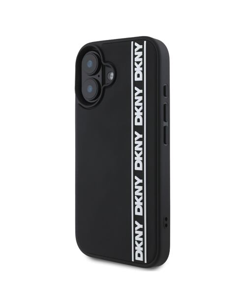 DKNY 3D Rubber Repeat Logo Line Zadní Kryt pro iPhone 16 Black