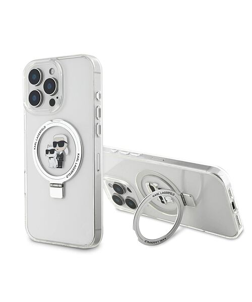 Karl Lagerfeld Ringstand Karl and Choupette MagSafe Zadní Kryt pro iPhone 16 Pro Max White