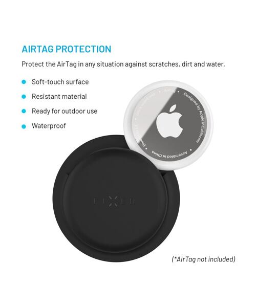 Silikonové nalepovací pouzdro FIXED Silky Sticker pro Apple AirTag, double pack, černé