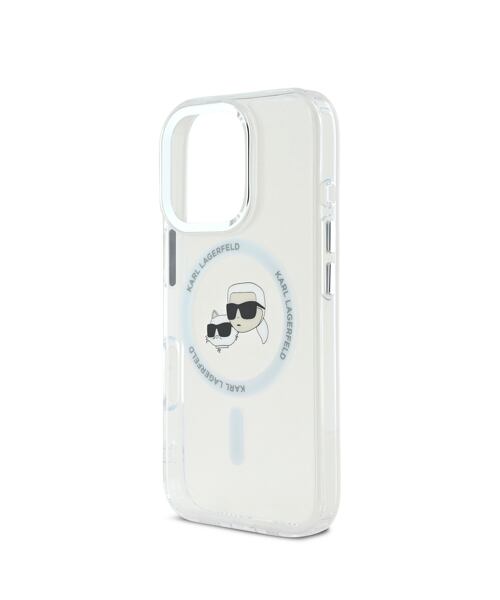 Karl Lagerfeld IML K&CH Heads Metal Frame MagSafe Zadní Kryt pro iPhone 16 Pro Max Transparent