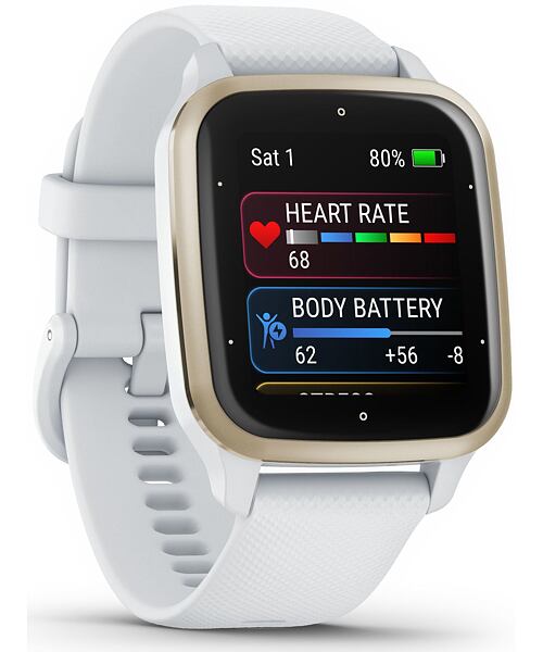 Garmin Venu Sq 2 Cream Gold / White Silicone Band