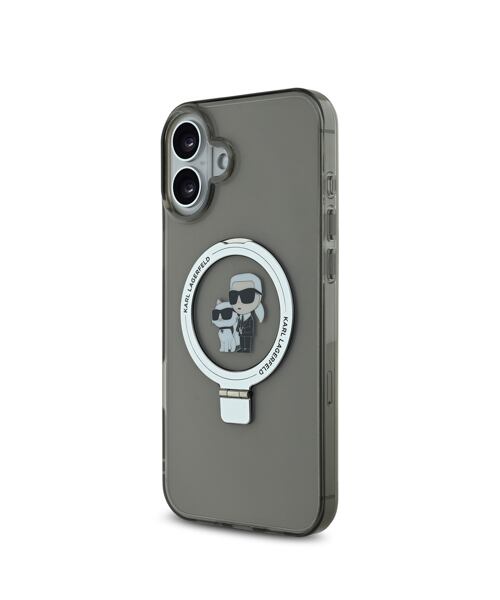 Karl Lagerfeld Ringstand Karl and Choupette MagSafe Zadní Kryt pro iPhone 16 Black