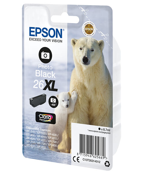 Epson Singlepack Photo Black 26XL Claria Prem Ink