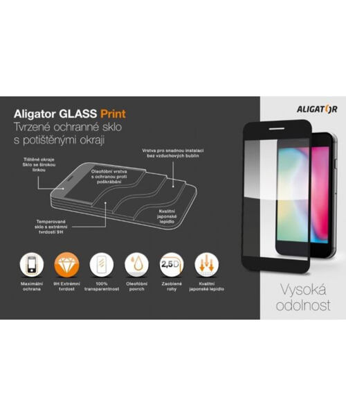 Ochrana displeje GLASS PRINT Samsung Galaxy S25 černá, celoplošné lepení