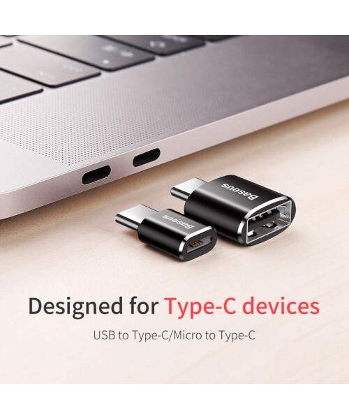 Baseus adaptér z microUSB na USB-C černý