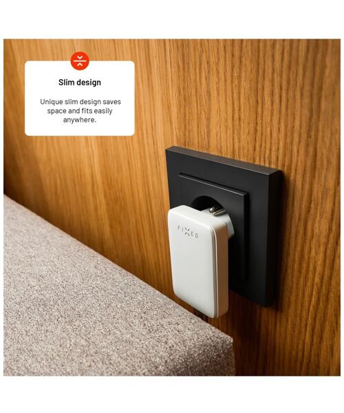 Síťová GaN nabíječka FIXED Slim s USB-C výstupem a podporou PD, 30W, bílá