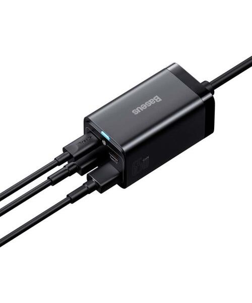 Baseus rychlonabíječka do sítě GaN3 Pro, 2x USB-C, 2x USB 65W černá