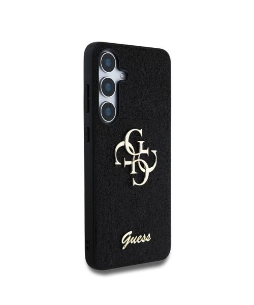 Guess PU Fixed Glitter 4G Metal Logo Zadní Kryt pro Samsung Galaxy S25 Black