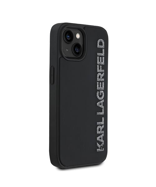 Karl Lagerfeld 3D Rubber Glitter Logo Zadní Kryt pro iPhone 13 Black