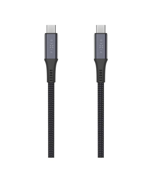 Nabíjecí a datový opletený kabel FIXED s konektory USB-C/USB-C, PD 3.1, 1.2 m, USB4gen2 20Gbps, 4K60