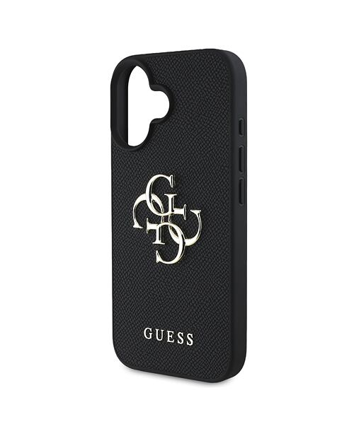 Guess PU Grained 4G Metal Logo Zadní Kryt pro iPhone 16 Black