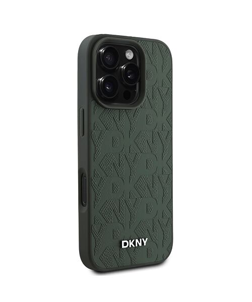 DKNY PU Leather Grid Pattern Magsafe Zadní Kryt pro iPhone 16 Pro Max Green