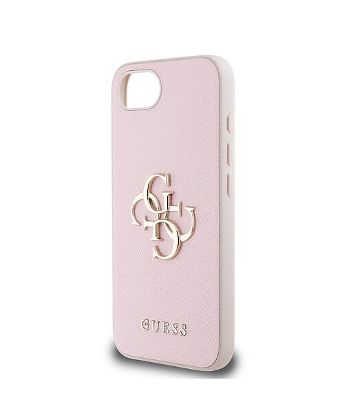 Guess PU Grained 4G Metal Logo Zadní Kryt pro iPhone 16e Pink