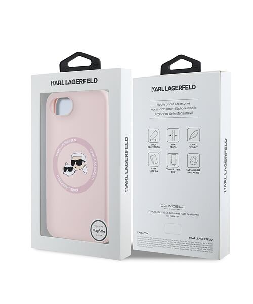 Karl Lagerfeld Liquid Silicone K&CH Heads MagSafe Zadní Kryt pro iPhone 16e Pink