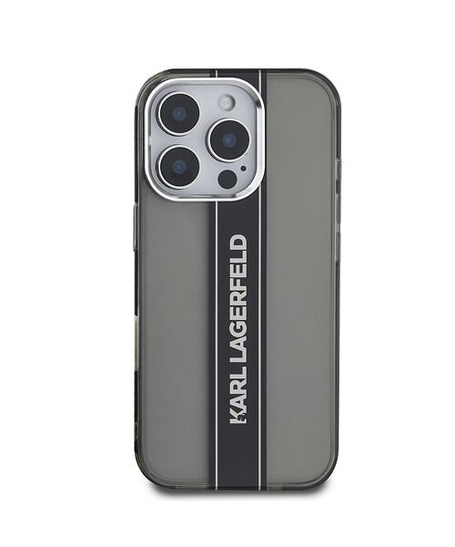 Karl Lagerfeld IML Stripe Logo Zadní Kryt pro iPhone 16 Pro Black