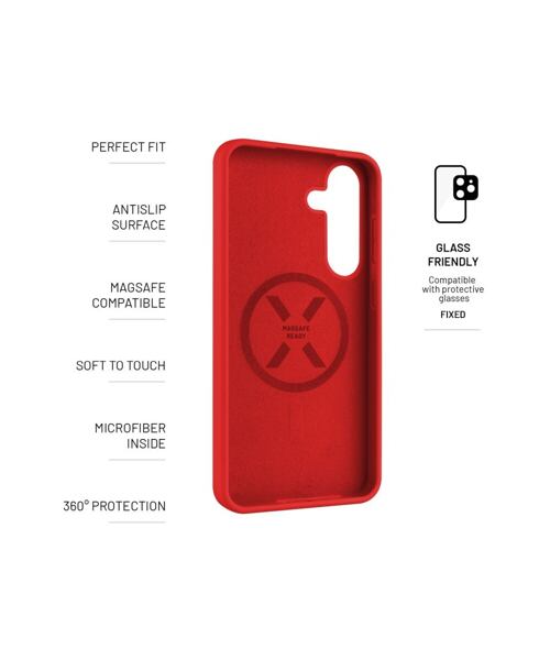 Zadní kryt FIXED MagFlow s podporou MagSafe pro Samsung Galaxy S25+, červený