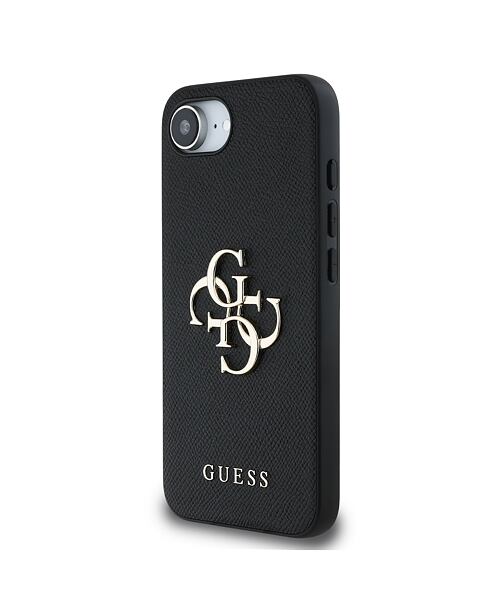 Guess PU Grained 4G Metal Logo Zadní Kryt pro iPhone 16e Black
