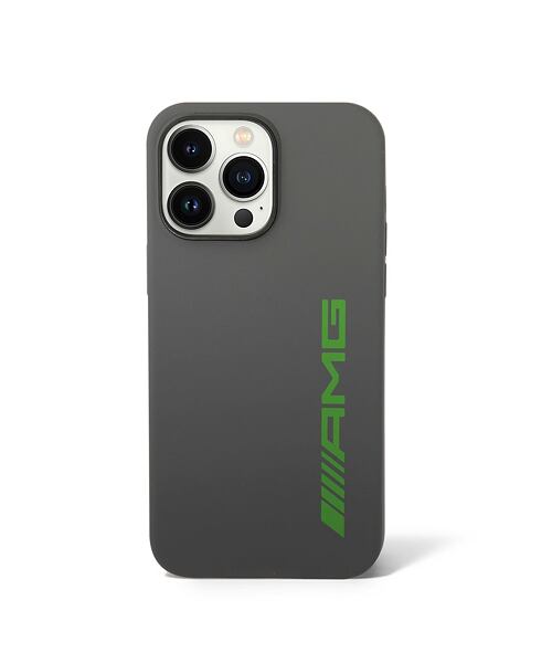 AMG Liquid Silicone Green Logo Zadní Kryt pro iPhone 14 Pro Max Grey