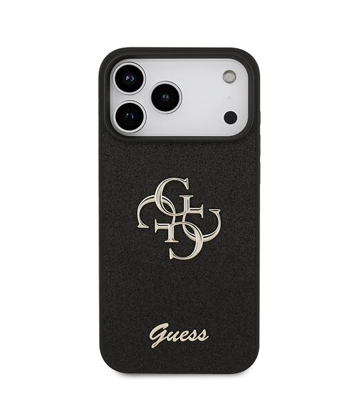 Guess PU Fixed Glitter 4G Metal Logo Zadní Kryt pro iPhone 17 Pro Max Black