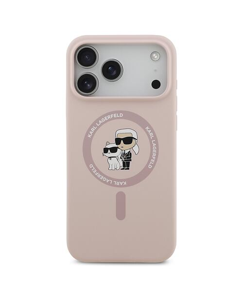Karl Lagerfeld Liquid Silicone Karl and Choupette MagSafe Zadní Kryt pro iPhone 17 Pro Max Pink