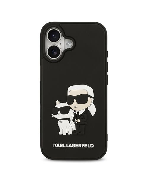 Karl Lagerfeld 3D Rubber Karl and Choupette Zadní Kryt pro iPhone 17 Black