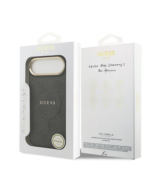 Guess PU Leather 4G Gold Frame MagSafe Zadní Kryt pro iPhone Air Black