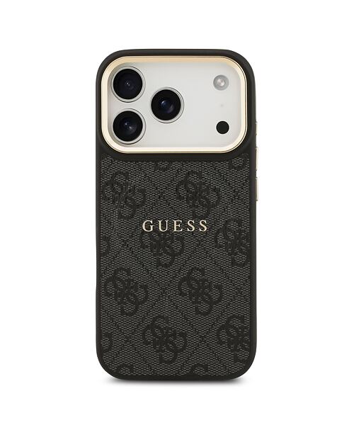 Guess PU Leather 4G Gold Frame MagSafe Zadní Kryt pro iPhone 17 Pro Black