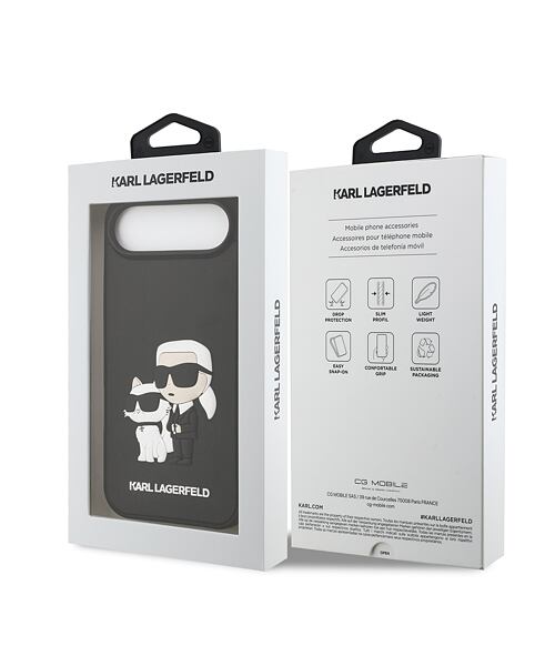 Karl Lagerfeld 3D Rubber Karl and Choupette Zadní Kryt pro iPhone Air Black