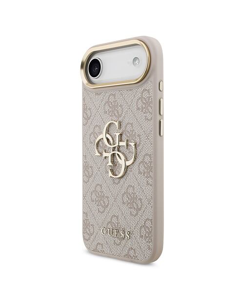 Guess PU Leather 4G Metal Logo Gold Frame Zadní Kryt pro iPhone Air Pink