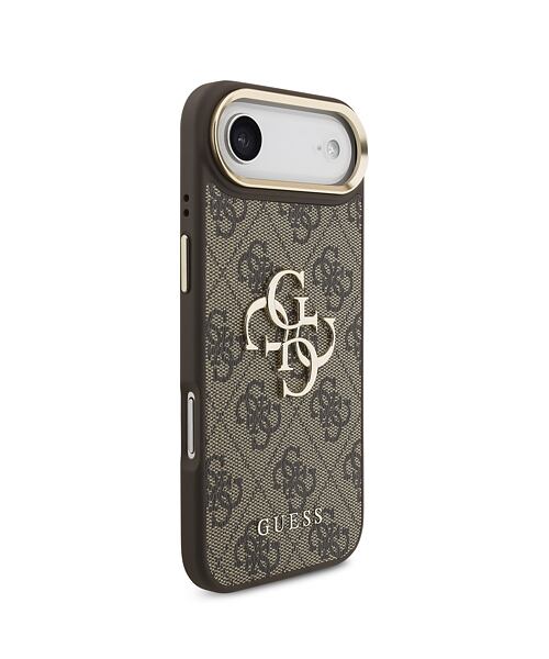 Guess PU Leather 4G Metal Logo Gold Frame Zadní Kryt pro iPhone Air Brown