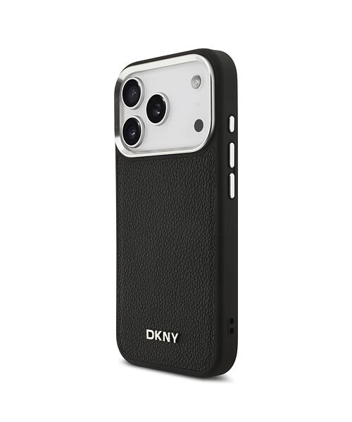 DKNY PU Leather Metal Logo Wrist Chain MagSafe Zadní Kryt pro iPhone 17 Pro Black