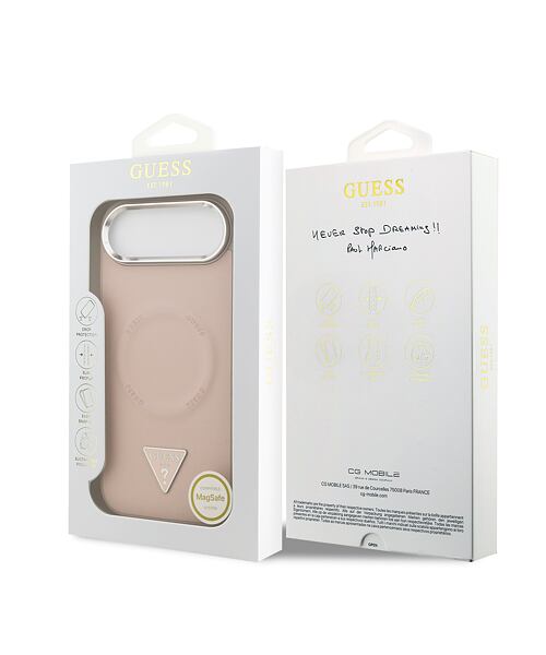 Guess PU Leather Triangle Logo MagSafe Zadní Kryt pro iPhone Air Pink