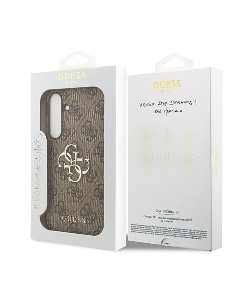 Guess PU 4G Metal Logo Zadní Kryt pro Samsung Galaxy S25 FE Brown