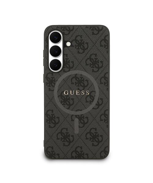 Guess PU Leather 4G Colored Ring MagSafe Zadní Kryt pro Samsung Galaxy S25 FE Black