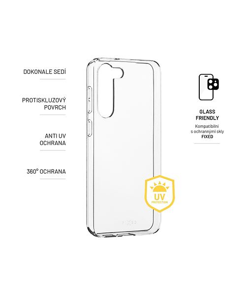 FIXED TPU gelové pouzdro Slim AntiUV pro Samsung Galaxy S23 Transparent