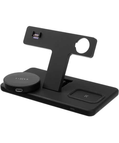 FIXED Stojánek s bezdrátovým nabíjením 3v1 MagPowerstation s podporou uchycení MagSafe 15W Black