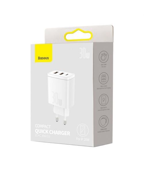 Baseus CCXJ-E02 Compact Quick Nabíječka USB-C 30W White