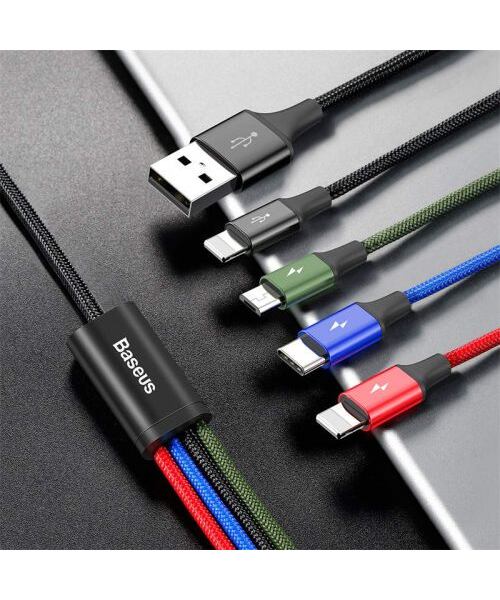 Baseus CA1T4-A01 Fast 4in1 Kabel 2x Lightning, USB-C, MicroUSB 3.5A 1.2m Black