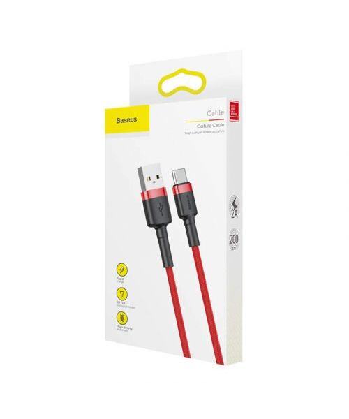 Baseus datový kabel Cafule USB-C 2m 2A červený