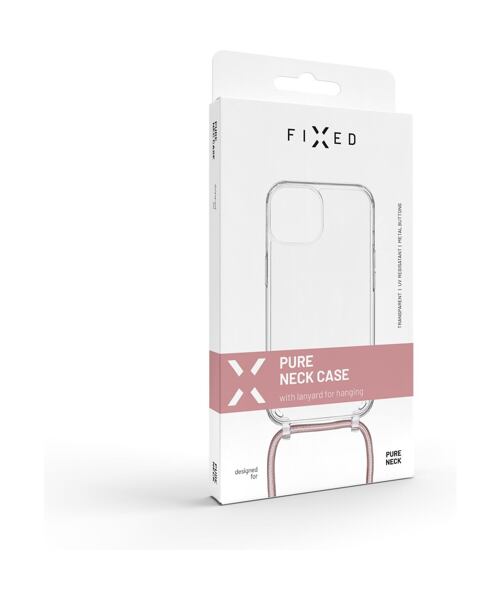 Pouzdro FIXED Pure Neck s růžovou šňůrkou na krk pro Apple iPhone 7/8/SE (2020/2022)