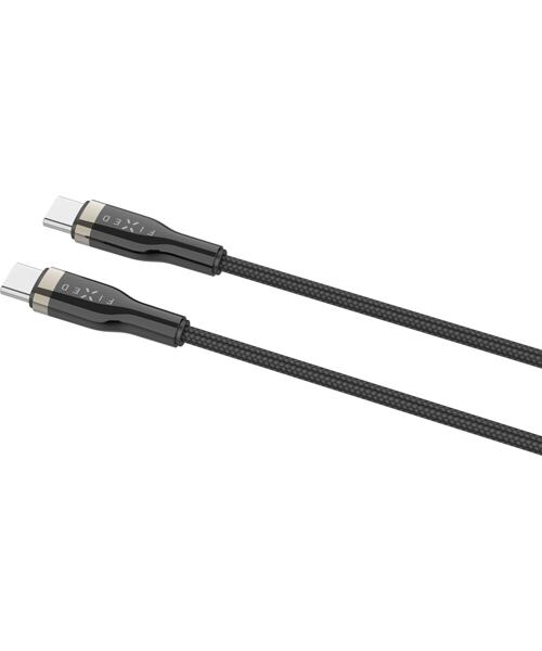 Krátký nabíjecí a datový opletený kabel FIXED s konektory USB-C/USB-C a podporou PD, 0.5m, USB 2.0,