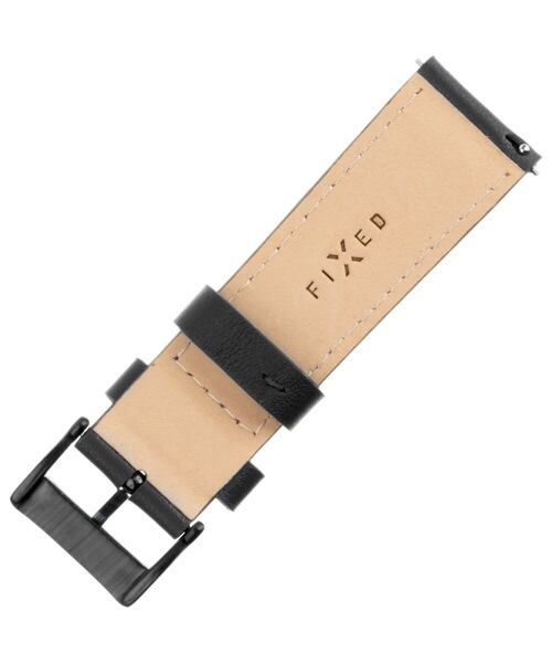Kožený řemínek FIXED Leather Strap s Quick Release 20mm pro smartwatch, černý