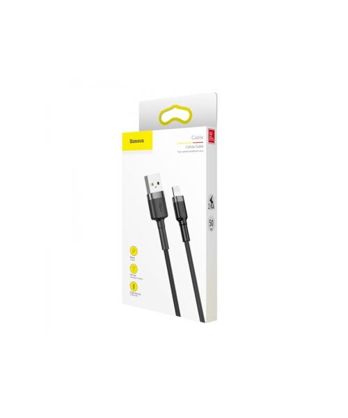 Baseus datový kabel Cafule Lightning 0,5m 2,4A šedo-černý