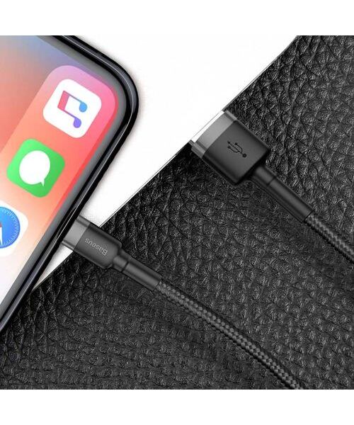 Baseus datový kabel Cafule Lightning 0,5m 2,4A šedo-černý