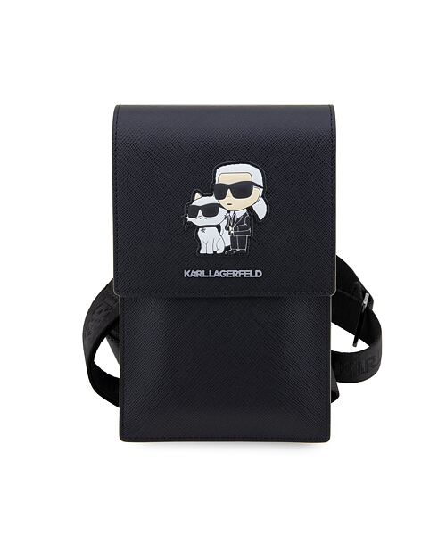 Karl Lagerfeld Saffiano Metal Logo NFT Taška na Telefon Black