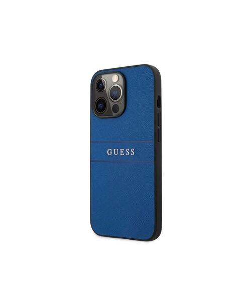 Guess GUHCP13LPSASBBL PU Leather Saffiano Zadní Kryt pro iPhone 13 Pro Blue